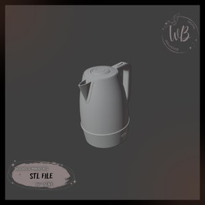 1:6 scale. Electric Kettle for Dolls. Miniature for a Dollhouse, Electric Kettle. STL Downloadable File for 3D Printing