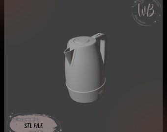 1:6 scale. Electric Kettle for Dolls. Miniature for a Dollhouse, Electric Kettle. STL Downloadable File for 3D Printing