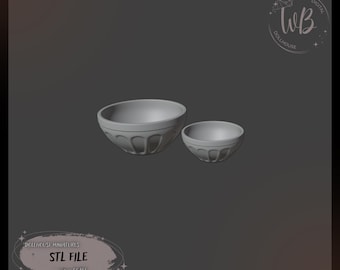 1:6 scale. Bowls for Dollhouse. STL Downloadable File for 3D Printing