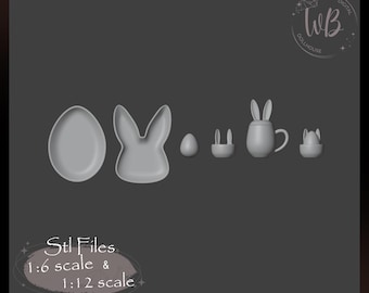 1/12 і 1:6 Scale Easter Tableware Set – Miniature for Dollhouse, STL File Instant Download