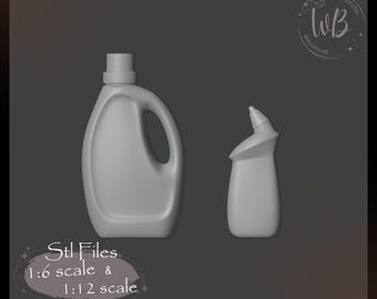 Miniature Dollhouse Cleaning Products. 1:6 & 1 12 scales. STL Downloadable File for 3D Printing.