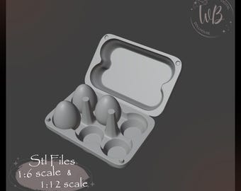 Miniature Egg Box 1:6 scale and 1;12 scale. STL Downloadable File for 3D Printing