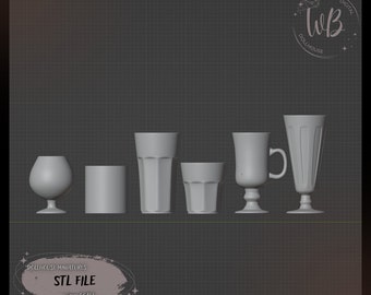 Juego de gafas para casa de muñecas, escala 1:6. Archivo STL descargable para impresión 3D.