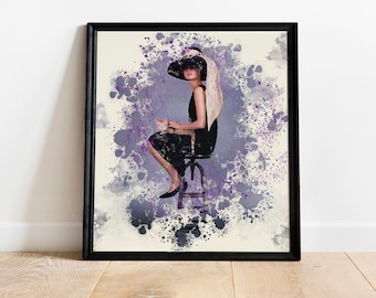 Downloadable Digital Print, Audrey art poster, Digital print, Room decor, Wall art, Large Print 30x30 inches
