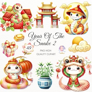 Year of the Snake Clipart,Lunar New Year Clipart,Cute Snake PNG,Chinese New Year Clipart,Zodiac Snake,Christmas Snake,Symbol of 2025 PNG
