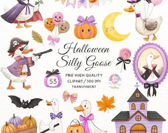 Silly Goose Halloween Clipart,Boo Ghost Goose PNG,Goose Halloween Party Graphics,Halloween Goose Sublimation PNG,Goose Spooky Stickers