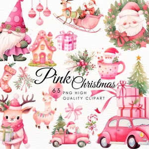 Pink Tis the season Christmas Png Clipart,cute pink christmas clipart,Cute Christmas clipart,Junk Journal,Winter Pink collection,pinkmas