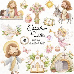 Christliche Ostern Clipart, Ostern Clipart, Er ist auferstanden PNG, Jesus, Religiöses Ostern, Kreuz Aquarell, Auferstehung Sonntag Kunst, Kirche Osterdekor