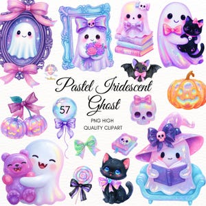 Halloween Pastel Iridescent Ghost Clipart,Spooky Halloween,Cute Ghost PNG,Kawaii Ghost,Pastel Spooky,Witchy Coquette,Halloween Girly Tshirt