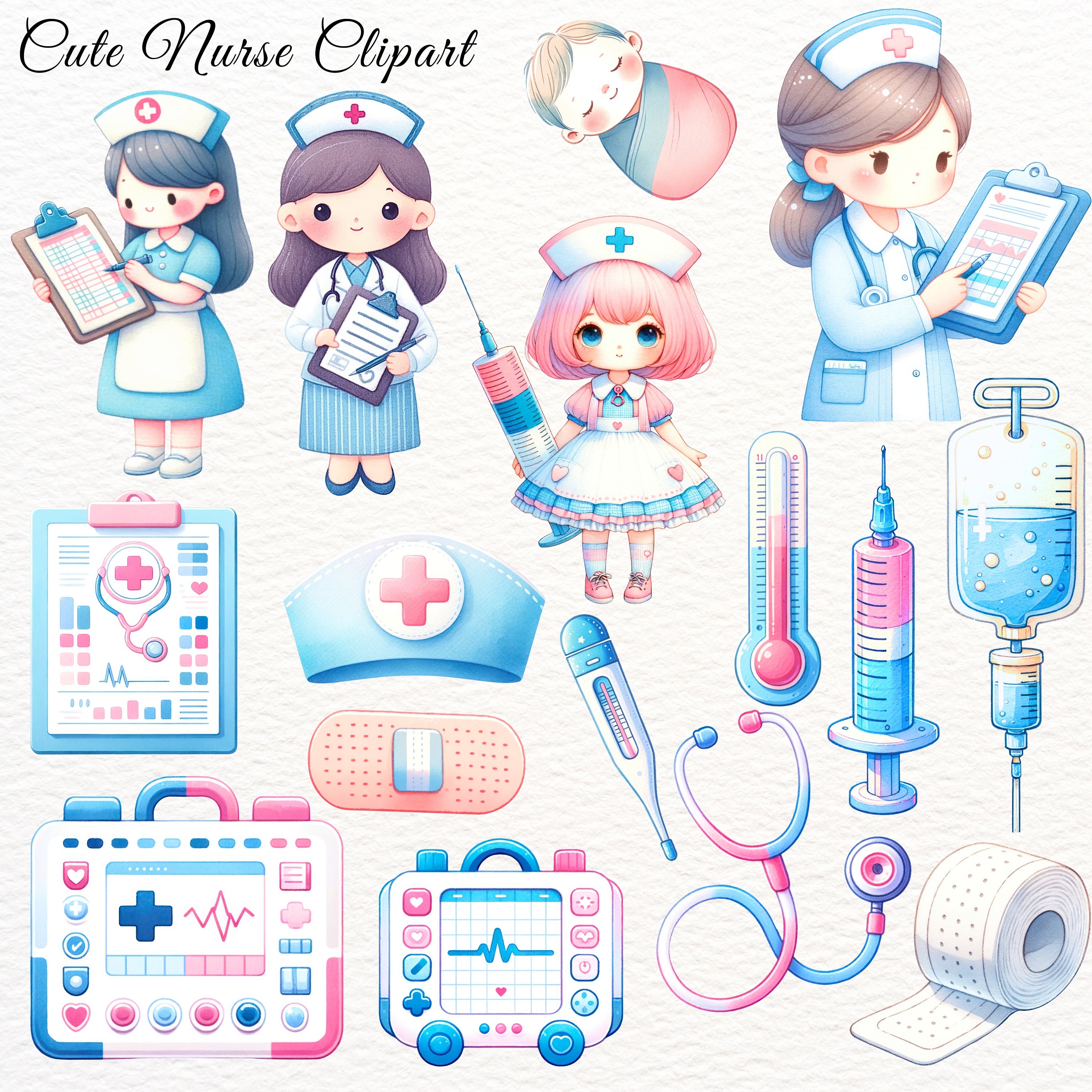 Cute Nurse Clipart,medical Clipart,nurse Png,nurse Elements,medical