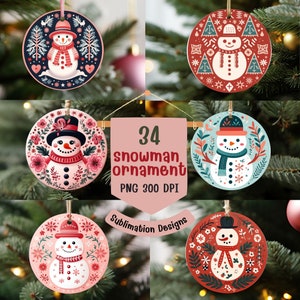 snowman ornament bundle png sublimation designs,christmas round ornament PNG,Scandinavian art  ornament designs,snowman,digital download PNG