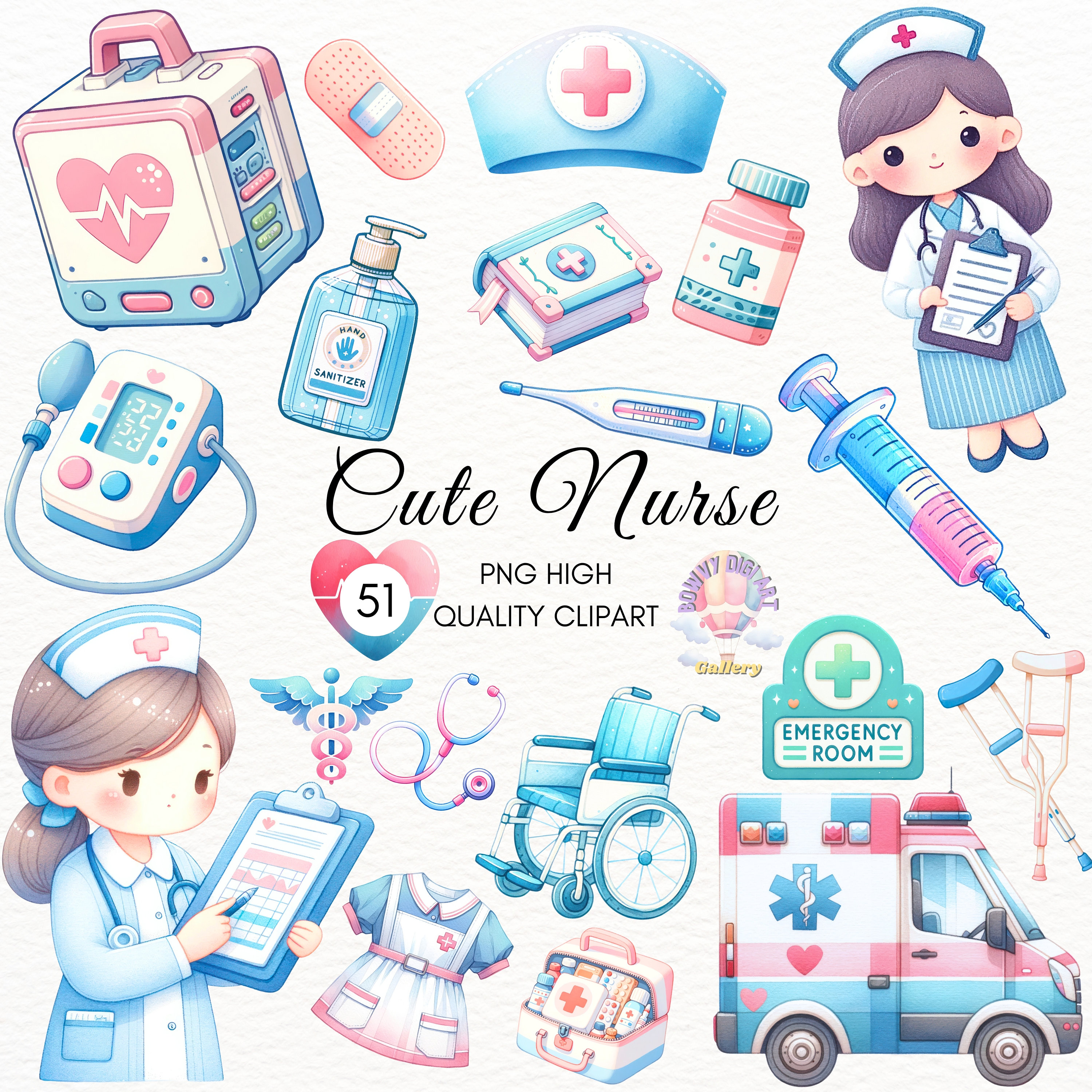 Cute Nurse Clipart,medical Clipart,nurse Png,nurse Elements,medical