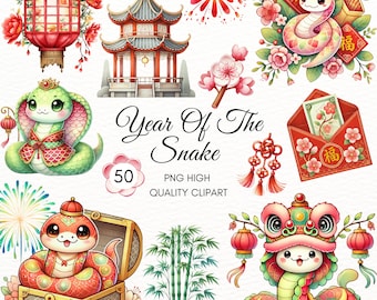 Year of the Snake Clipart: Chinese New Year PNG (50 Files)