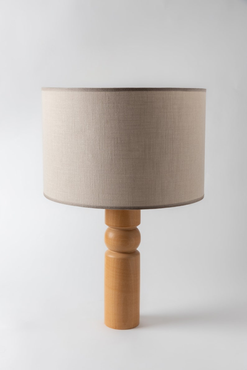 Table Lamp MILOS | Wood Table Lamp | Bedside Lamp | Wooden Lamp | Beech Wood Base Lamp | Decorative Lamp | Wood Lamp | Wood Lampshade