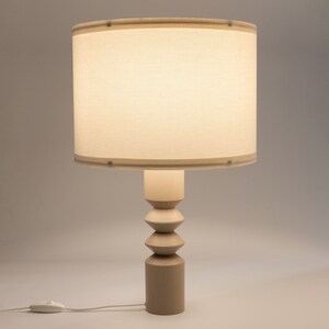 Table Lamp RODOS Gray | Wood Table Lamp | Bedside Lamp | Wooden Lamp | Beech Wood Base Lamp | Decorative Lamp | Wood Lamp | Wood Lampshade