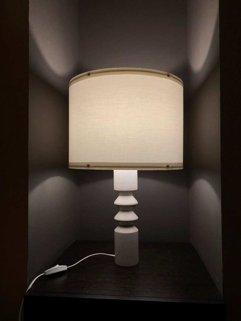Table Lamp RODOS Gray | Wood Table Lamp | Bedside Lamp | Wooden Lamp | Beech Wood Base Lamp | Decorative Lamp | Wood Lamp | Wood Lampshade
