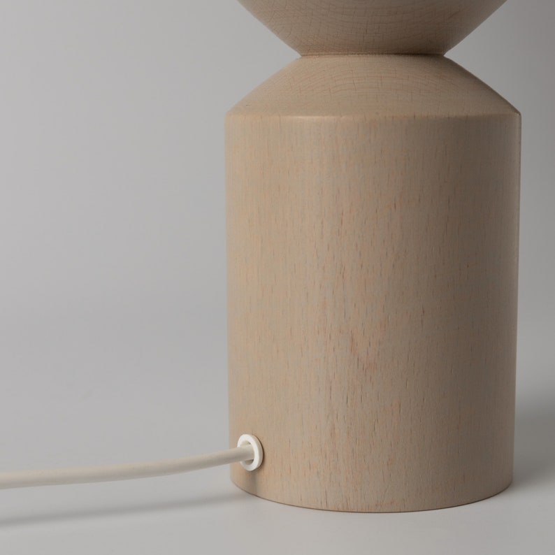 Table Lamp RODOS Gray | Wood Table Lamp | Bedside Lamp | Wooden Lamp | Beech Wood Base Lamp | Decorative Lamp | Wood Lamp | Wood Lampshade