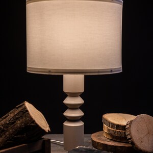 Table Lamp RODOS Gray | Wood Table Lamp | Bedside Lamp | Wooden Lamp | Beech Wood Base Lamp | Decorative Lamp | Wood Lamp | Wood Lampshade