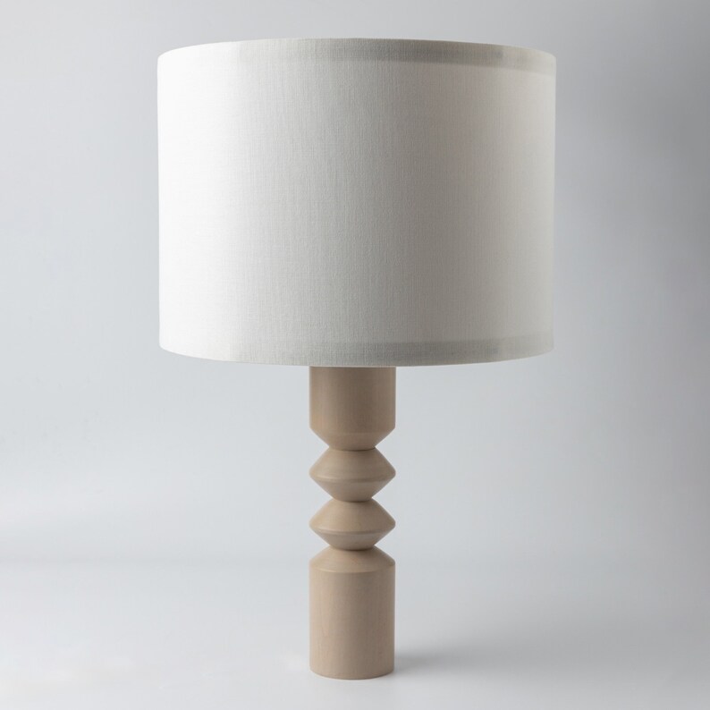 Table Lamp RODOS Gray | Wood Table Lamp | Bedside Lamp | Wooden Lamp | Beech Wood Base Lamp | Decorative Lamp | Wood Lamp | Wood Lampshade