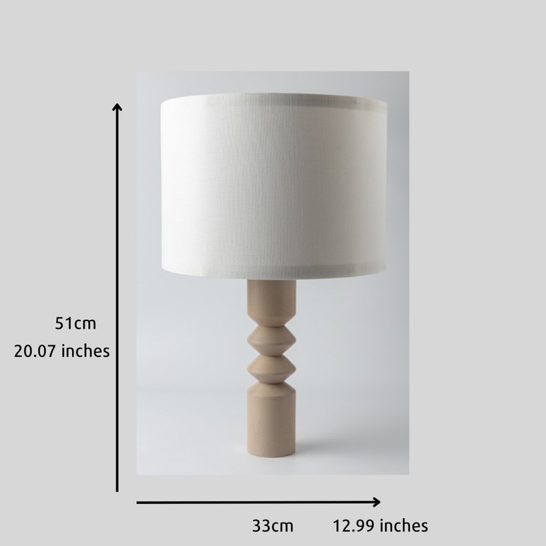 Table Lamp RODOS Gray | Wood Table Lamp | Bedside Lamp | Wooden Lamp | Beech Wood Base Lamp | Decorative Lamp | Wood Lamp | Wood Lampshade