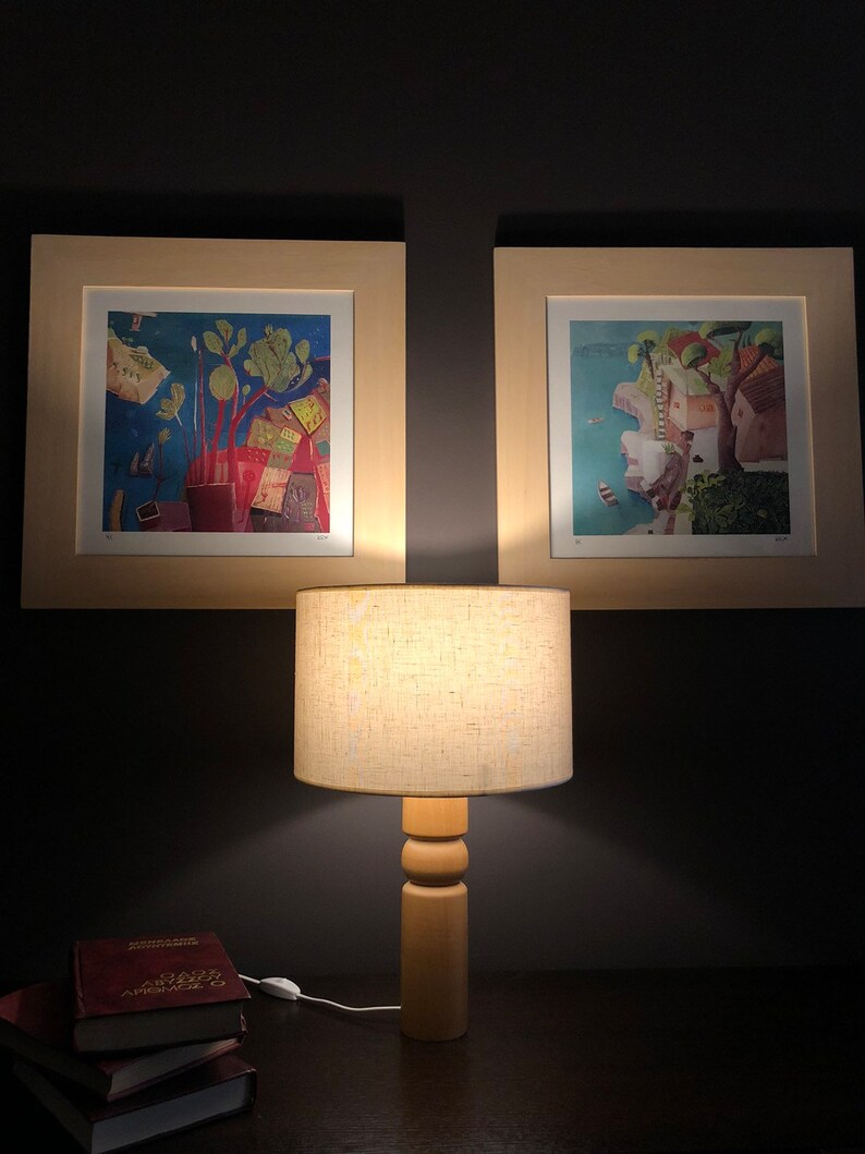 Table Lamp MILOS | Wood Table Lamp | Bedside Lamp | Wooden Lamp | Beech Wood Base Lamp | Decorative Lamp | Wood Lamp | Wood Lampshade