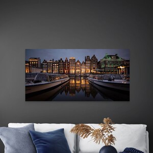 Large Amsterdam Canvas Wall Art, Amsterdam Damrak Photography Print, Large Stretched Canvas Art, City Photography Print