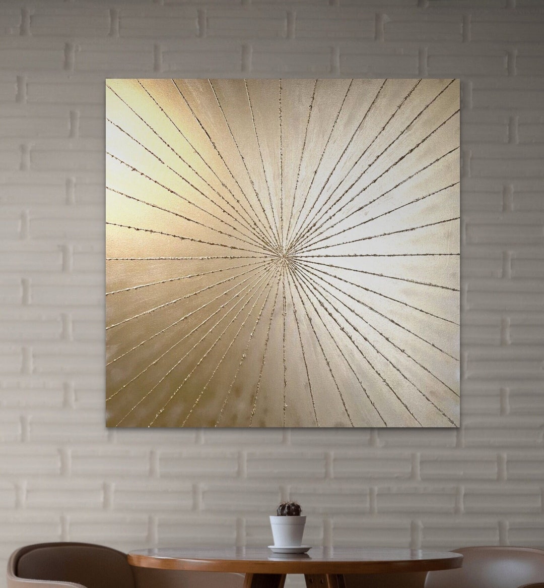 Large Original Abstract Wall Art, Textured Gold Star Wall Art