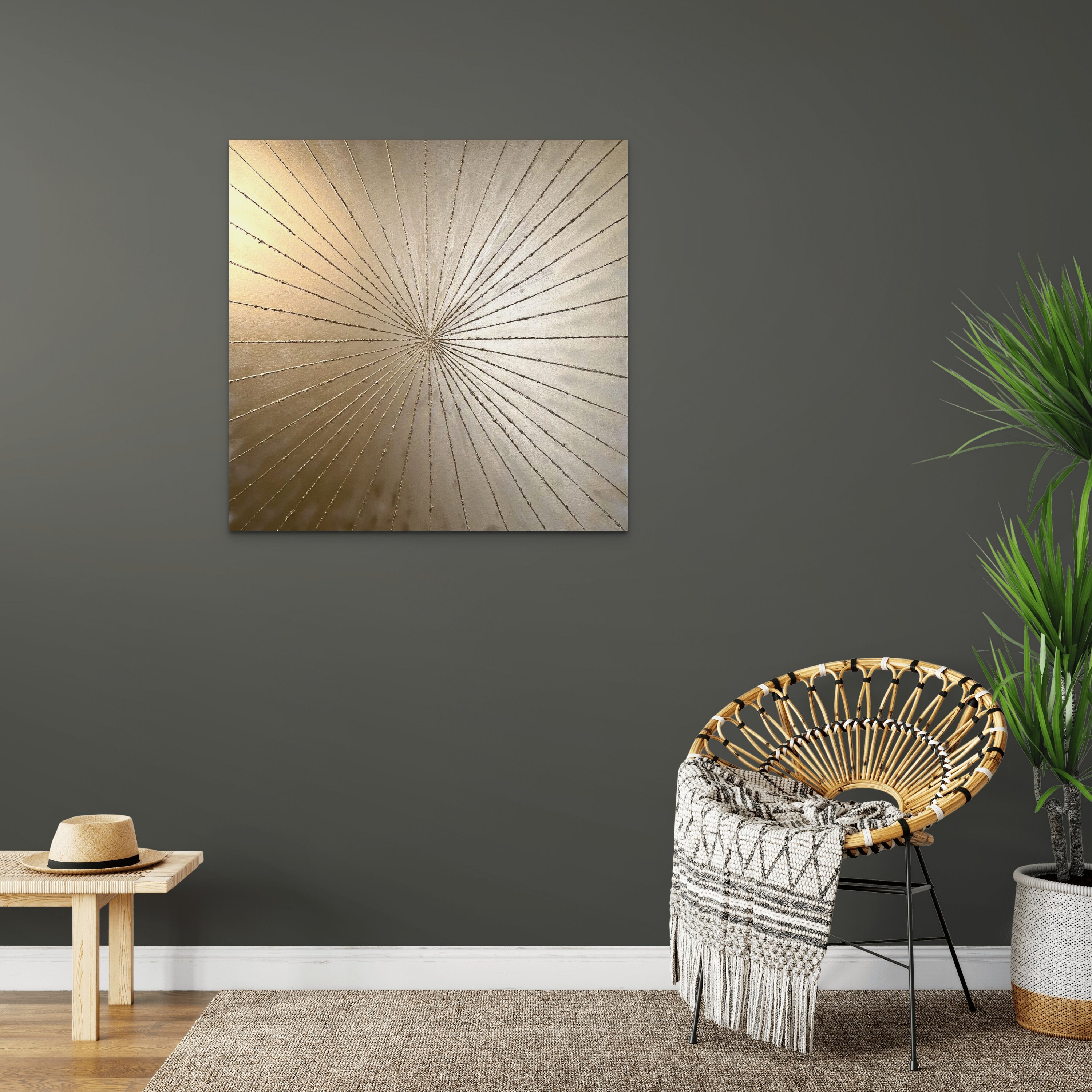 Large Original Abstract Wall Art, Textured Gold Star Wall Art