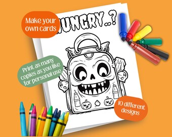 Coloriages d'Halloween pour enfants pour la fête d'Halloween ou créez vos propres cartes, imprimables à télécharger