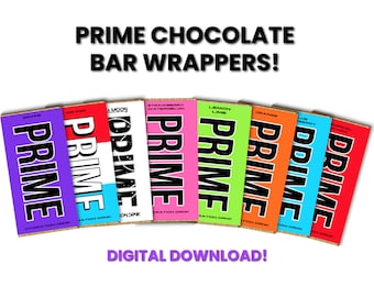 Prime Hydration Chocolate Bar Wrappers, Party Favors (Digital Download)