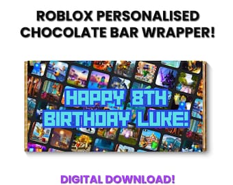 Roblox Chocolate Bar Wrapper, Birthday Party Favor (Digital Download)