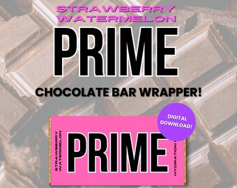 Strawberry Watermelon Prime Chocolate Bar Wrapper, Birthday Party Favor (Digital Download)