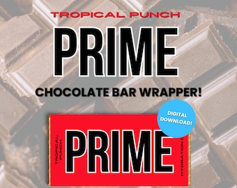 Tropical Punch Prime Chocolate Bar Wrapper, Party Favor (Digital Download)