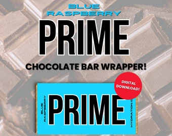 Blue Raspberry Prime Chocolate Bar Wrapper, Birthday Party Favor (Digital Download)