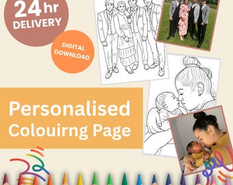 Custom Portrait Coloring Page – Personalized Line Art (A4 PDF)