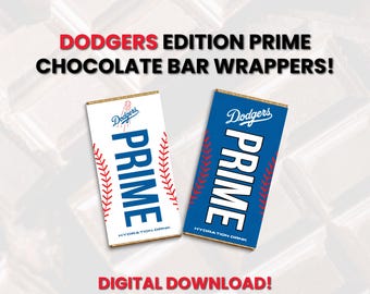 Dodgers Prime Chocolate Bar Wrappers, Birthday Party Favors (Digital Download)
