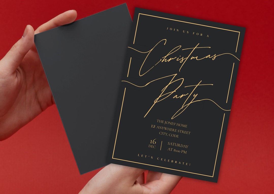 Editable Gold Christmas Invitation Template Digital Download - Etsy