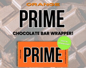 Orange Prime Hydration Chocolate Bar Wrapper, Birthday Party Favor (Digital Download)