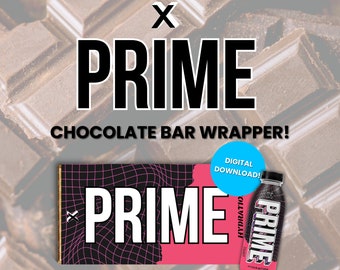 Pink Prime Chocolate Bar Wrapper, Birthday Party Favor (Digital Download)