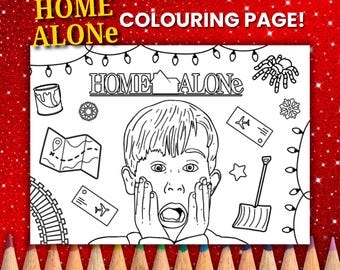 Home Alone Colouring Page, Instant Download, Printable Christmas Coloring Book, Xmas Eve Box Idea, Placemat Activity Sheet, Kid Party
