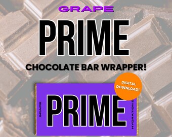 Grape Prime Hydration Chocolate Bar Wrapper, Birthday Party Favor (Digital Download)