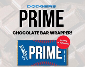 Blue LA Dodgers Prime Chocolate Bar Wrapper, Birthday Party Favor (Digital Download)