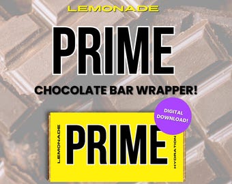 Lemonade Prime Chocolate Bar Wrapper, Birthday Party Favor (Digital Download)