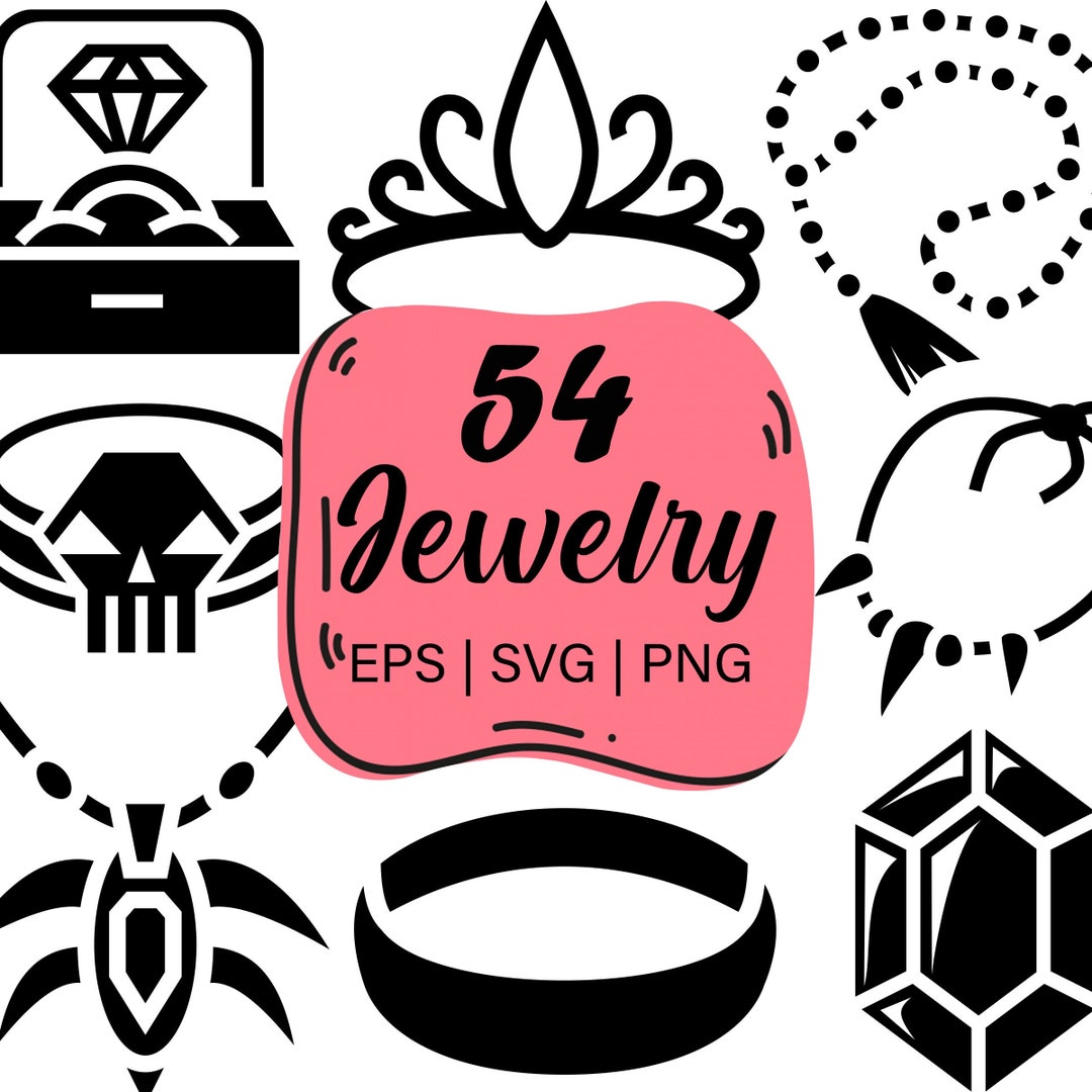 54 Jewelry Svg Fashion Women Svg Bundle Earring Ring Necklace Svg ...