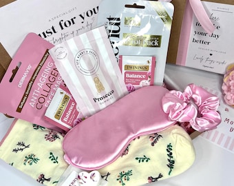 Spa Gift Box: Relaxation Pamper Hamper with Face Mask & Silk Scrunchie, Pamper Gift Box For Her, Relax Pamper Hamper, Hug in a Box Gift