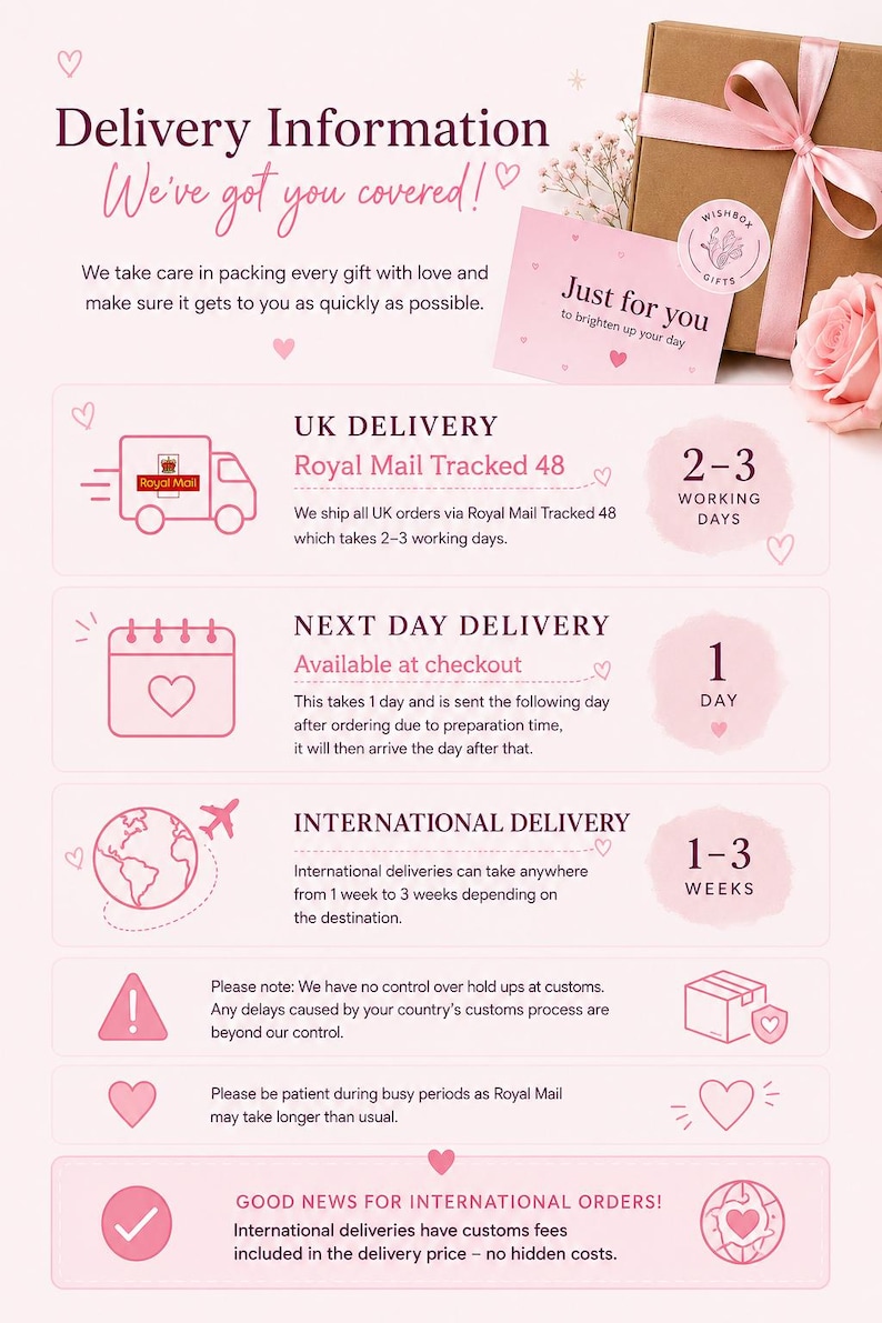 Delivery options for 30th birthday gift for friend with pamper products, birthday treats and personalised card