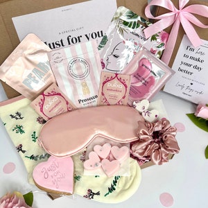 Pamper Gift Box: Self Care Hamper with Socks & Eye Mask, Pamper Gift Box For Birthday, Pamper Hamper Self Care Package, Thinking of You