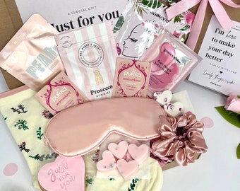 Pamper Gift Box: Self Care Hamper with Socks & Eye Mask, Pamper Gift Box For Birthday, Pamper Hamper Self Care Package, Thinking of You