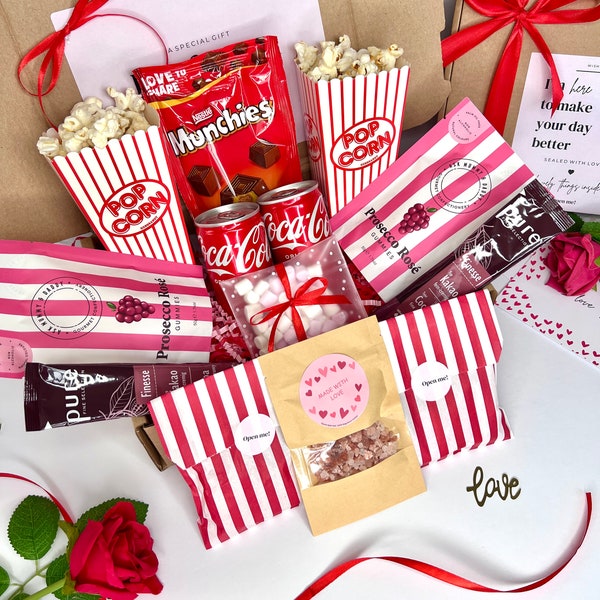 Movie Night Hamper, Date Night Box, Hamper for Couple, Chocolate Gift Box, Anniversary Treat Box, Valentines, Chocolate Gift for Couples