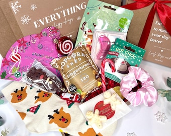 Christmas Treat Box for Her, Festive Pamper Hamper, Cozy Winter Gifts